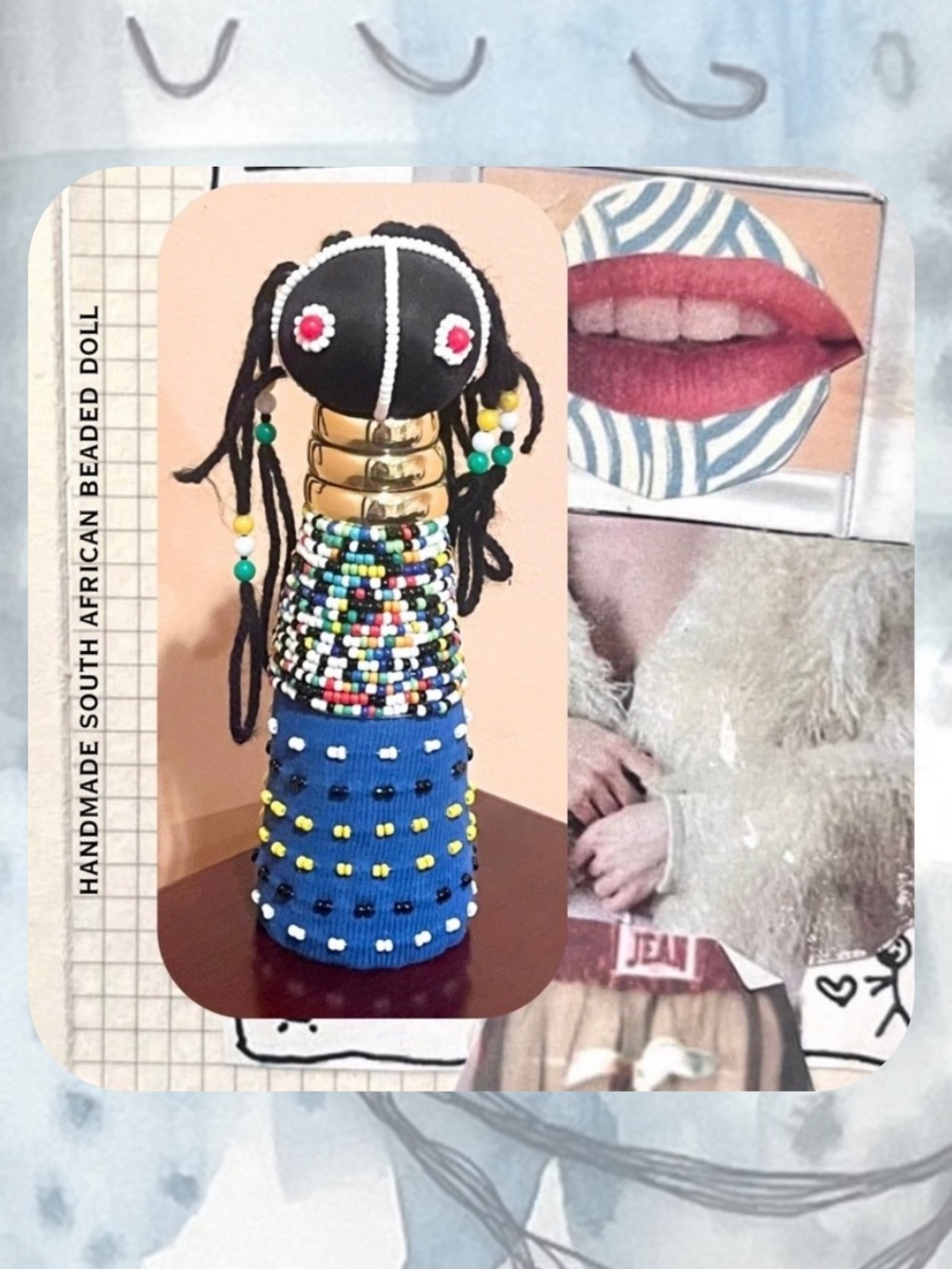 πRAREπ Multicolor Beaded Abstract South African Doll
